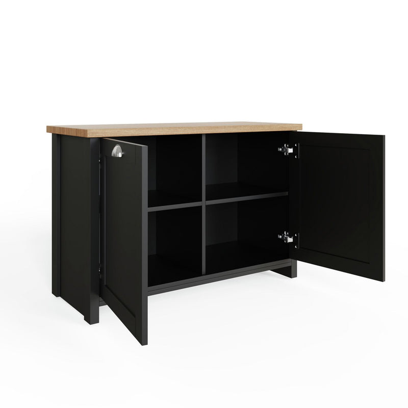 GFW Lancaster shoe storage cabinet in Black and Oak - British product
