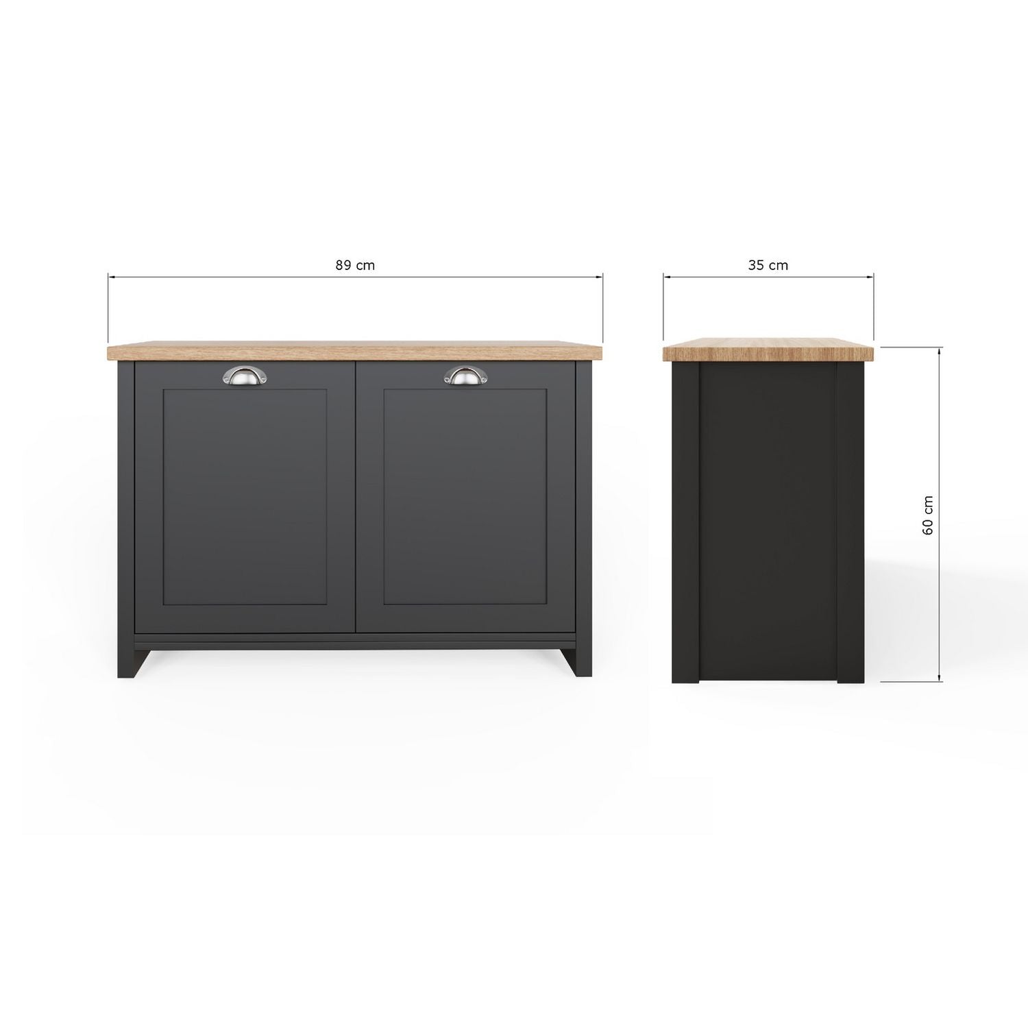 GFW Lancaster shoe storage cabinet in Black and Oak - British product