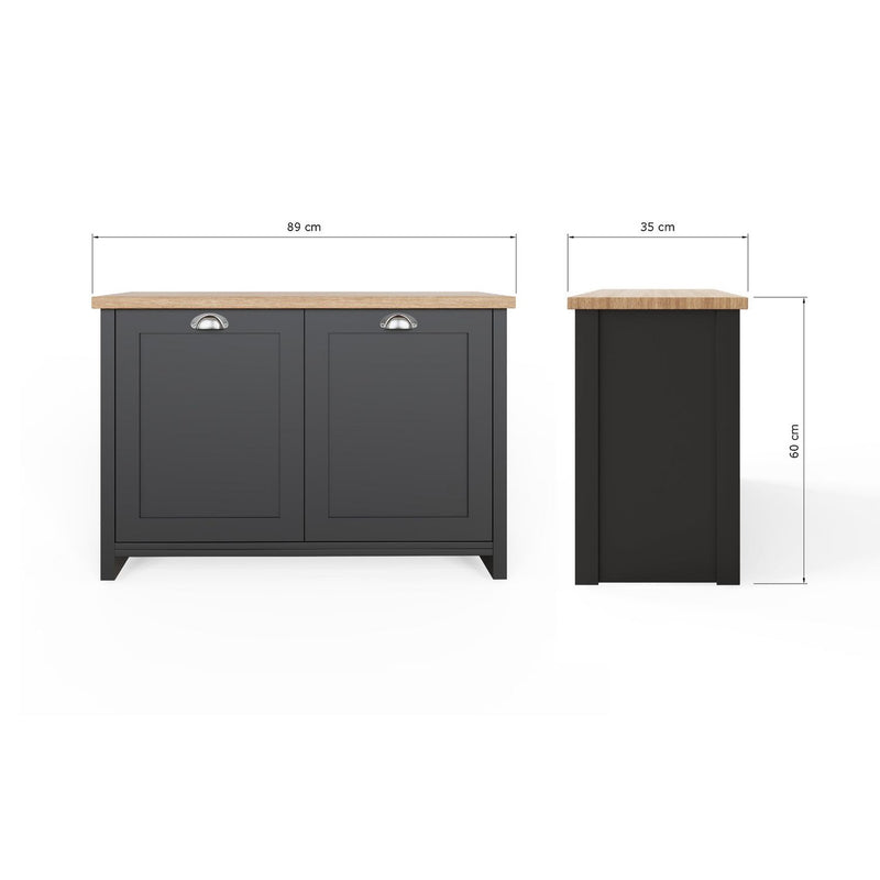 GFW Lancaster shoe storage cabinet in Black and Oak - British product