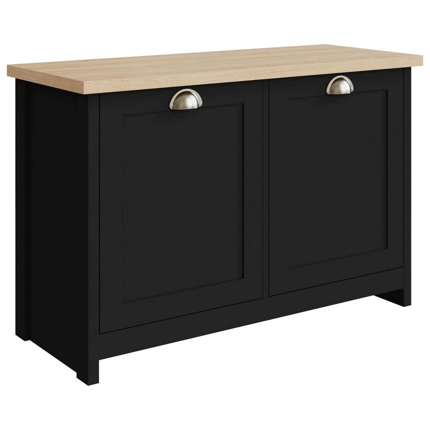GFW Lancaster shoe storage cabinet in Black and Oak - British product