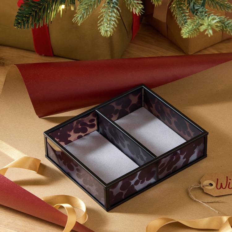 Argos Home black metallic open glass jewellery box, UK version