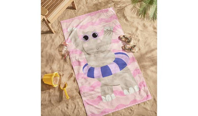 Argos Argos Home Hippo Wave Beach Towel - Pink 150x80cm- Buy online at McGrocer