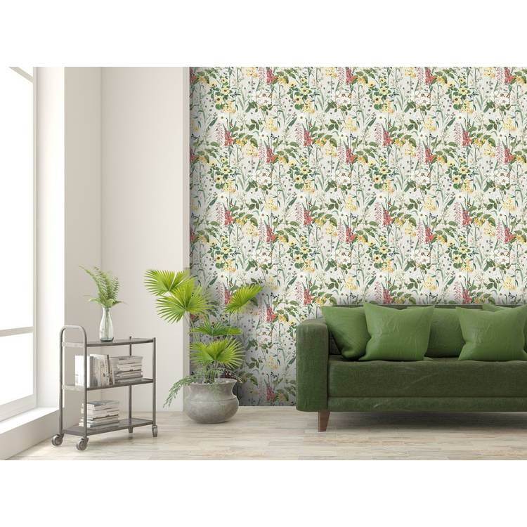 RHS flower medley cream wallpaper, UK version