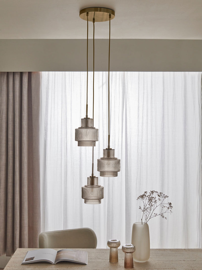 Lipsy Gold Cluster Light Ribbed Glass Ceiling Light