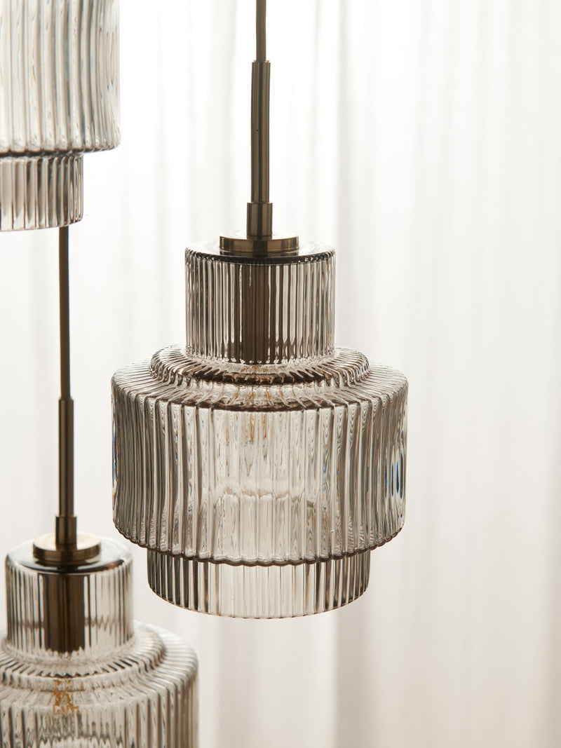 Lipsy Gold Cluster Light Ribbed Glass Ceiling Light