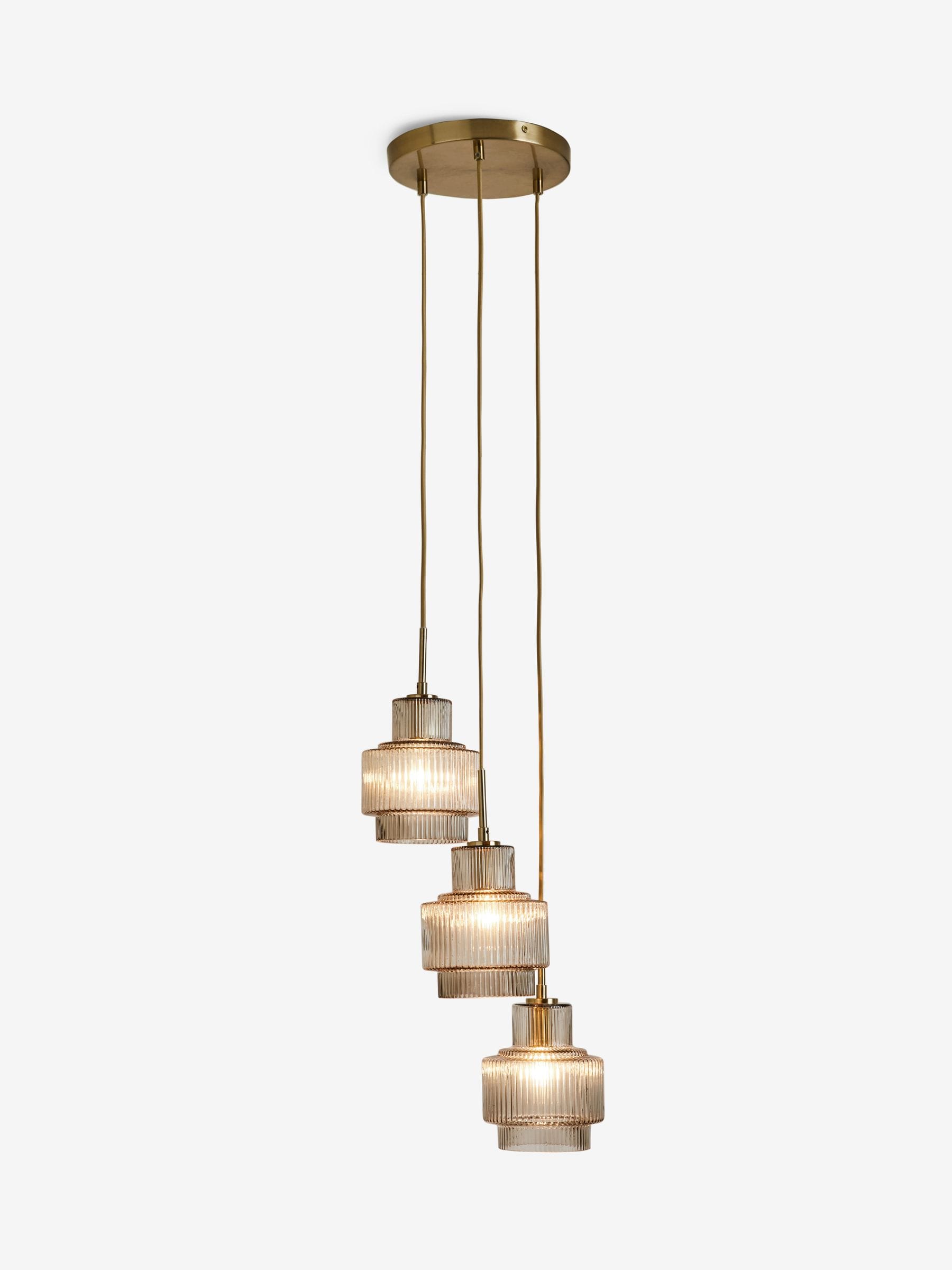 Lipsy Gold Cluster Light Ribbed Glass Ceiling Light