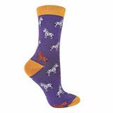 Miss Sparrow Ladies Animal Design Bamboo Socks 4-7 UK GOODS Superdrug Zebra (Purple)  