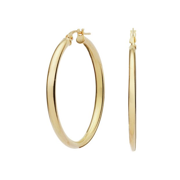 Revere 9ct gold creole hoop earrings 30mm, UK version