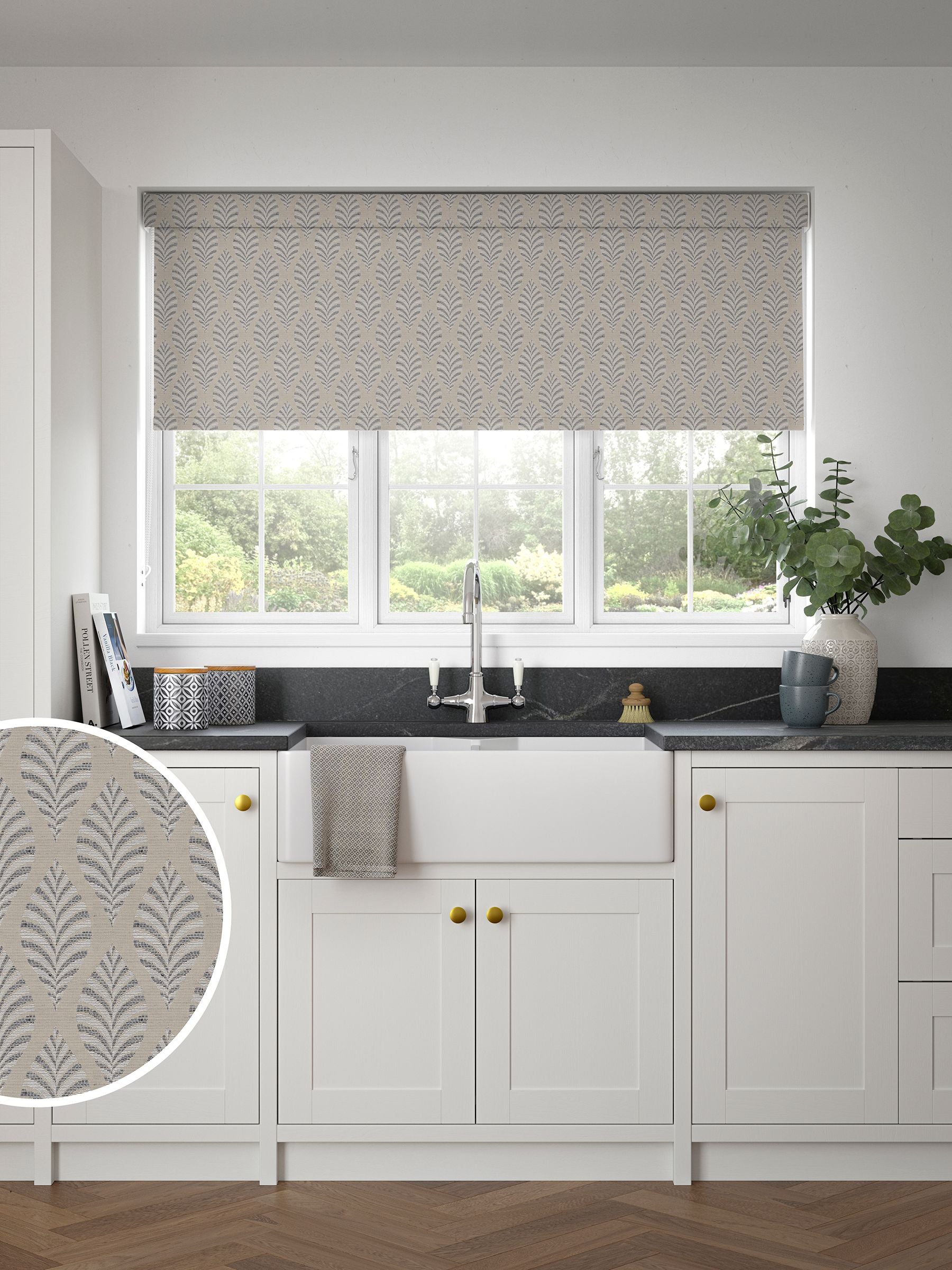 Next Fresca Grey blackout roller blind (British brand)