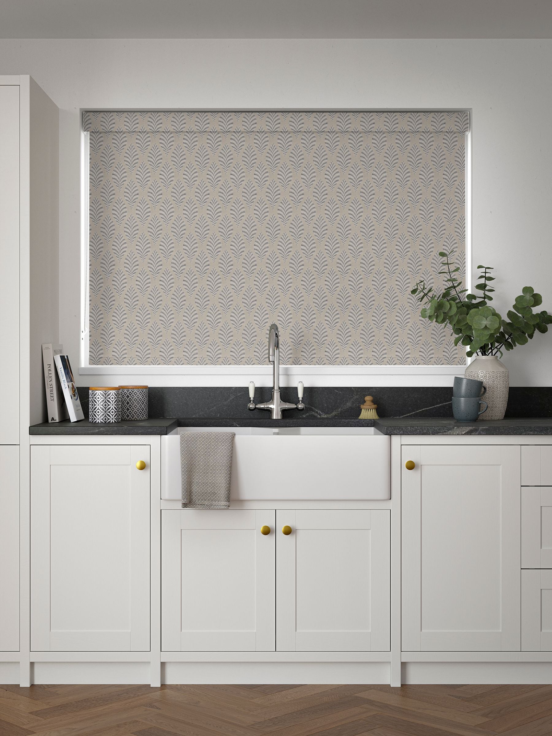 Next Fresca Grey blackout roller blind (British brand)