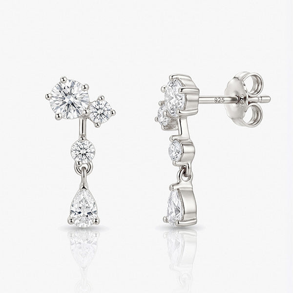 MUCHV cluster drop earrings in gold and silver - British product