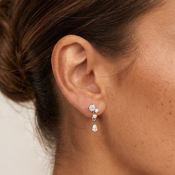 MUCHV cluster drop earrings in gold and silver - British product