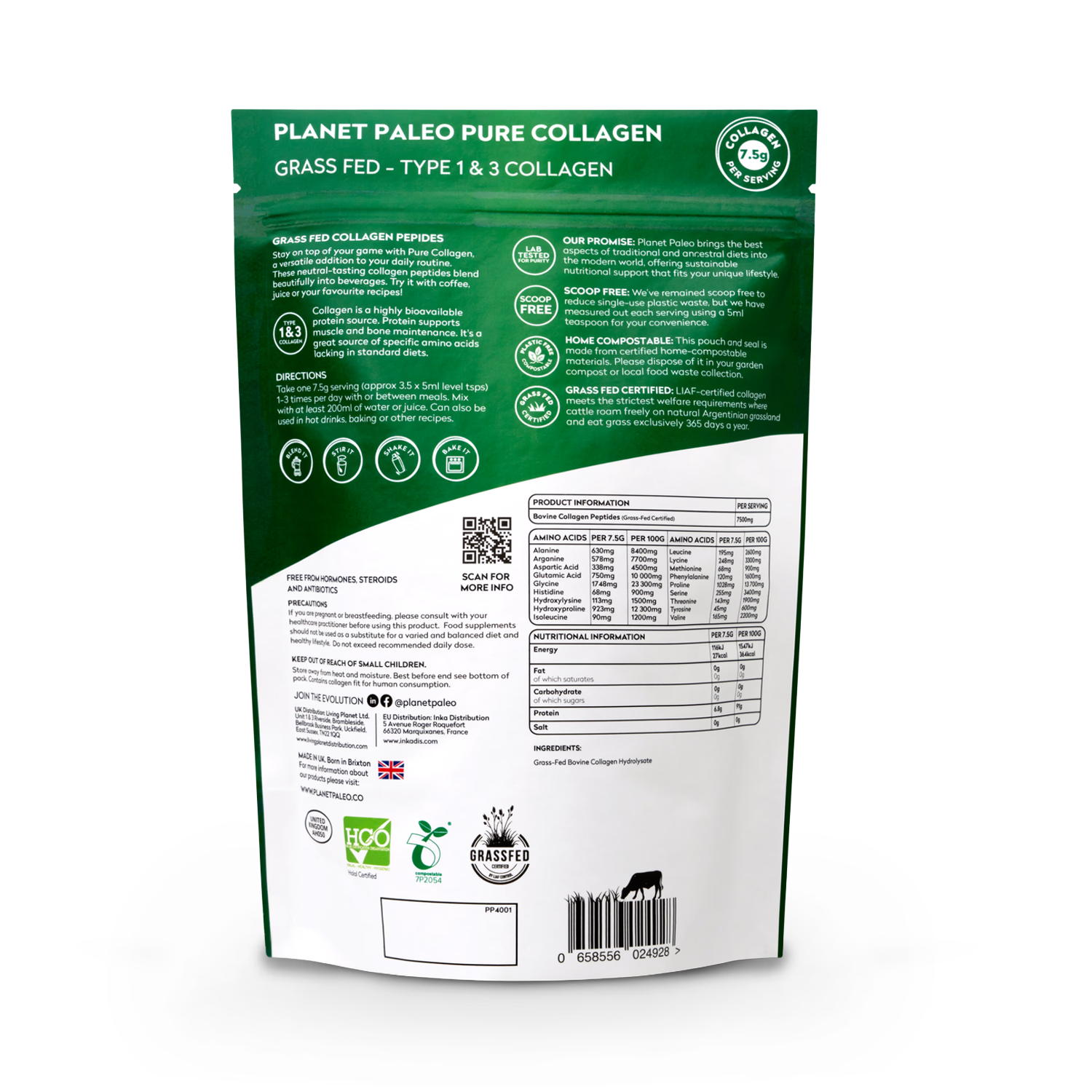Planet Paleo Pure Collagen powder 225g, UK version