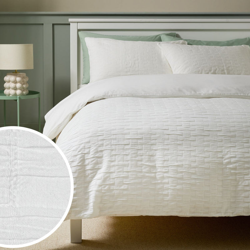 Habitat Cotton Crinkle White Bedding Set - Double