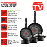Tower 5-piece aluminium pan set with SmartStart indicator, imported from the UK