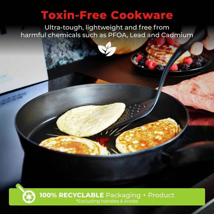 Tower 5-piece aluminium pan set with SmartStart indicator, imported from the UK