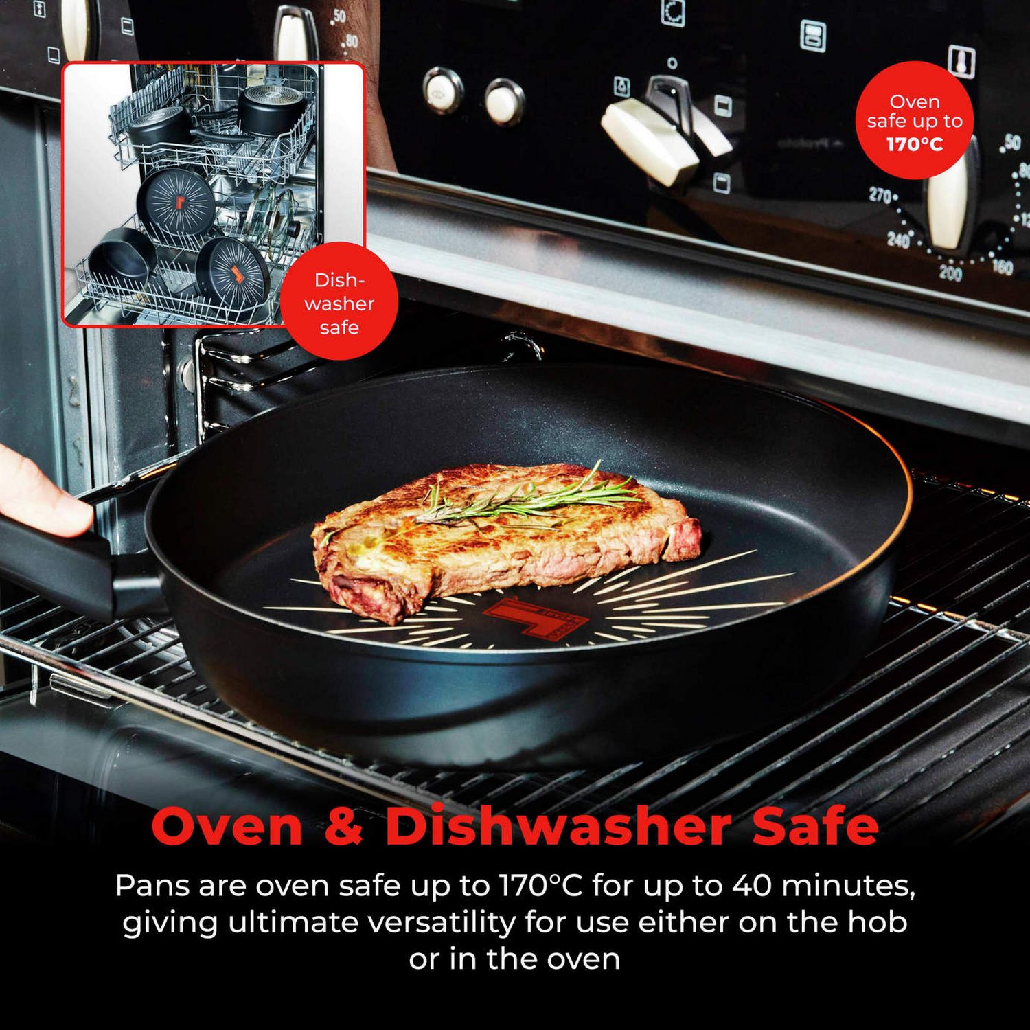 Tower 5-piece aluminium pan set with SmartStart indicator, imported from the UK