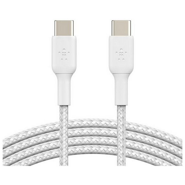 Belkin USB-C braided cable white 2m, imported from the UK