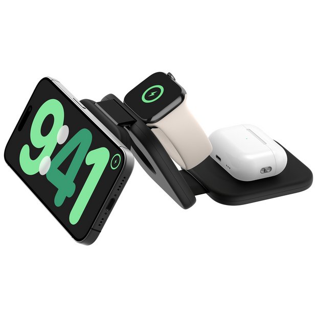 Belkin 15W Qi2 3-in-1 foldable wireless charger black (British brand)