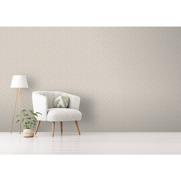 RHS star trellis taupe wallpaper, imported from the UK