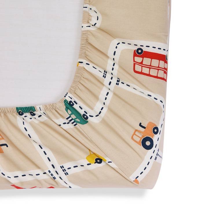 Habitat transport print twin fitted cot bed sheet, UK version