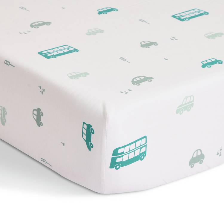 Habitat transport print twin fitted cot bed sheet, UK version