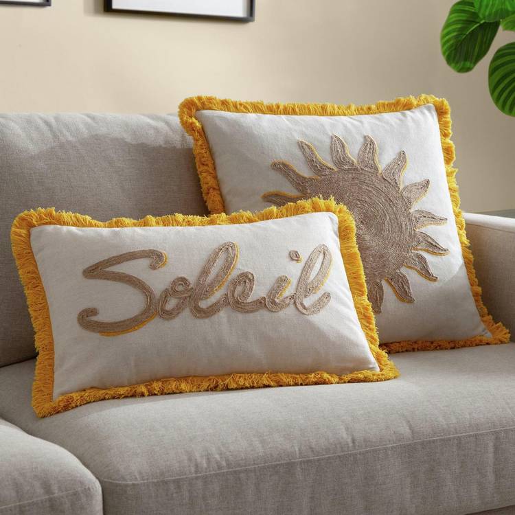 furn Soleil woven cushion yellow 30x50cm (British brand)