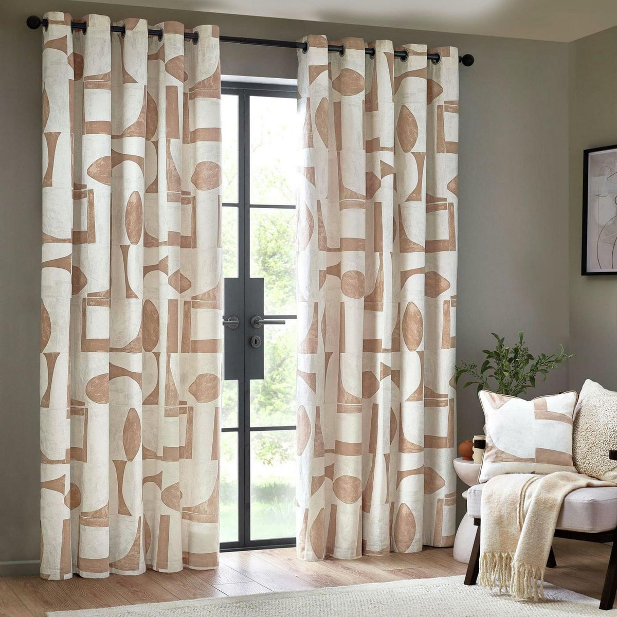 Hoem Carro Fully Lined Eyelet Curtains - Clay - 66x90cm
