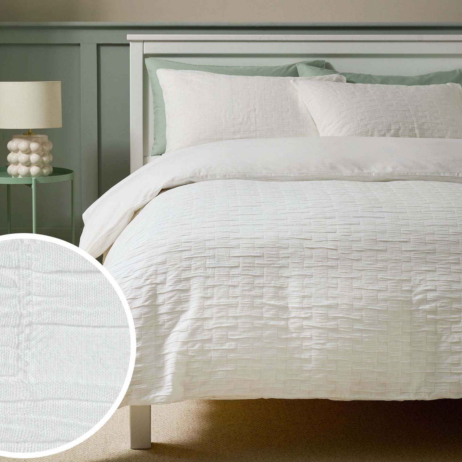 Habitat Cotton Crinkle White Bedding Set - King size