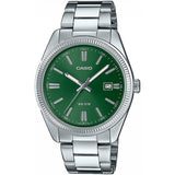 Casio analogue watch green dial stainless steel bracelet, UK version
