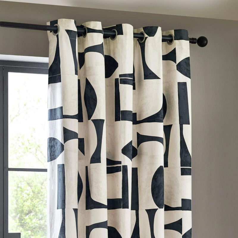 Hoem Carro Eyelet Curtains - Black & White - 168x183cm