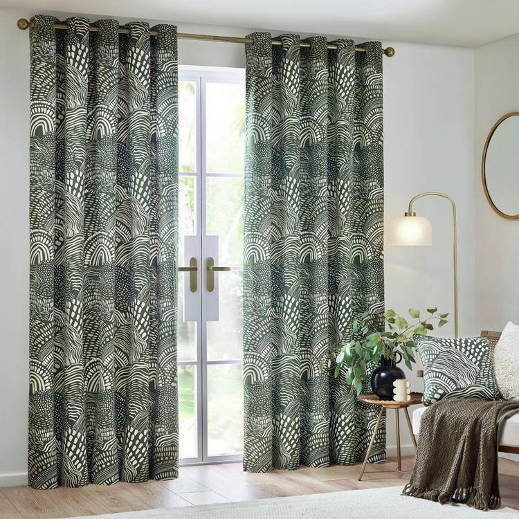 Hoem olive eyelet curtains 117x137cm, UK version