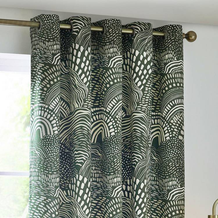 Hoem olive eyelet curtains 117x137cm, UK version