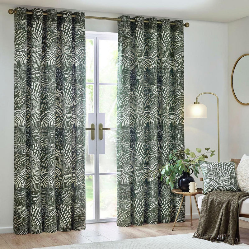 Hoem Nola Eyelet Curtains - Olive - 117x137cm