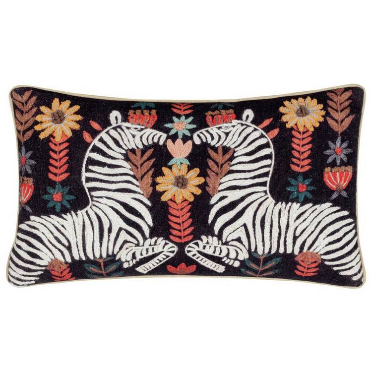 Wylder zebra cushion black 30x50cm - British product