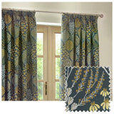 Wylder Ophelia blue floral pencil pleat curtains 117x137cm (British brand)
