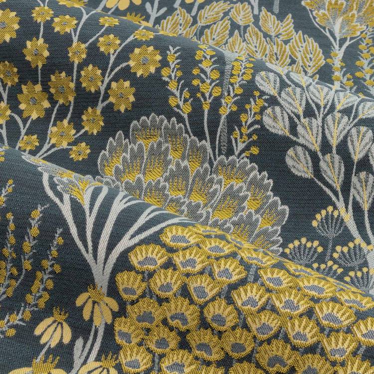 Wylder Ophelia blue floral pencil pleat curtains 117x137cm (British brand)