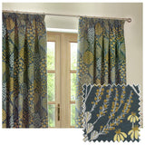 Wylder Ophelia Pencil Pleat Curtains - Blue - 117x183cm