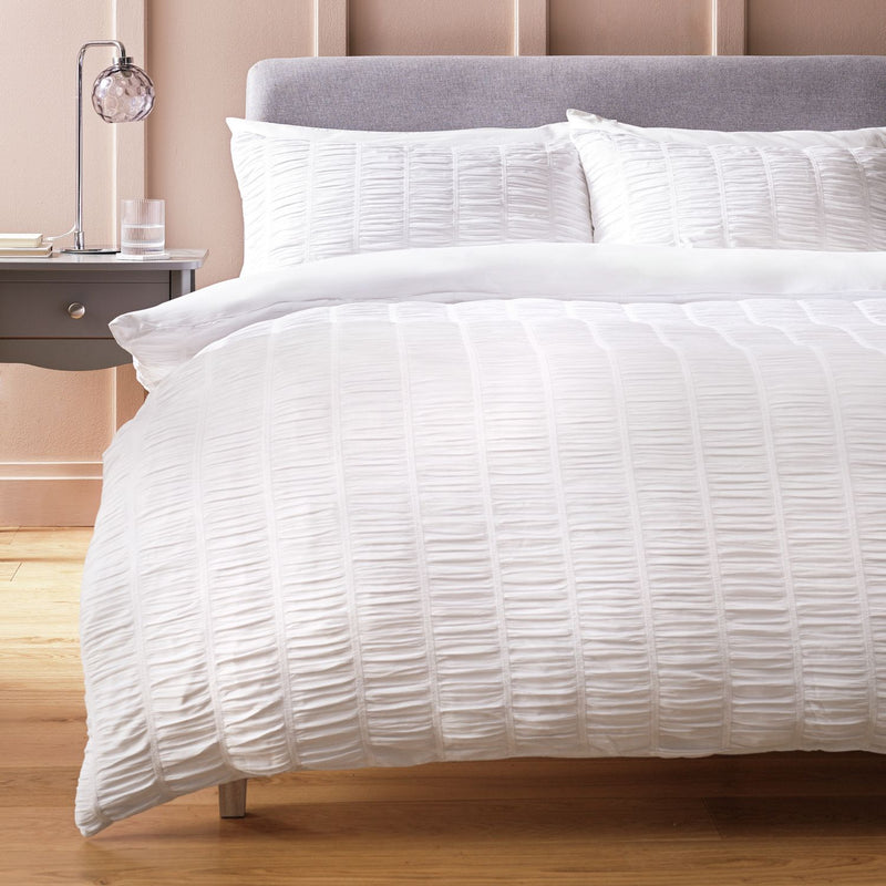Argos Home Ruched Texture White Bedding Set - King size