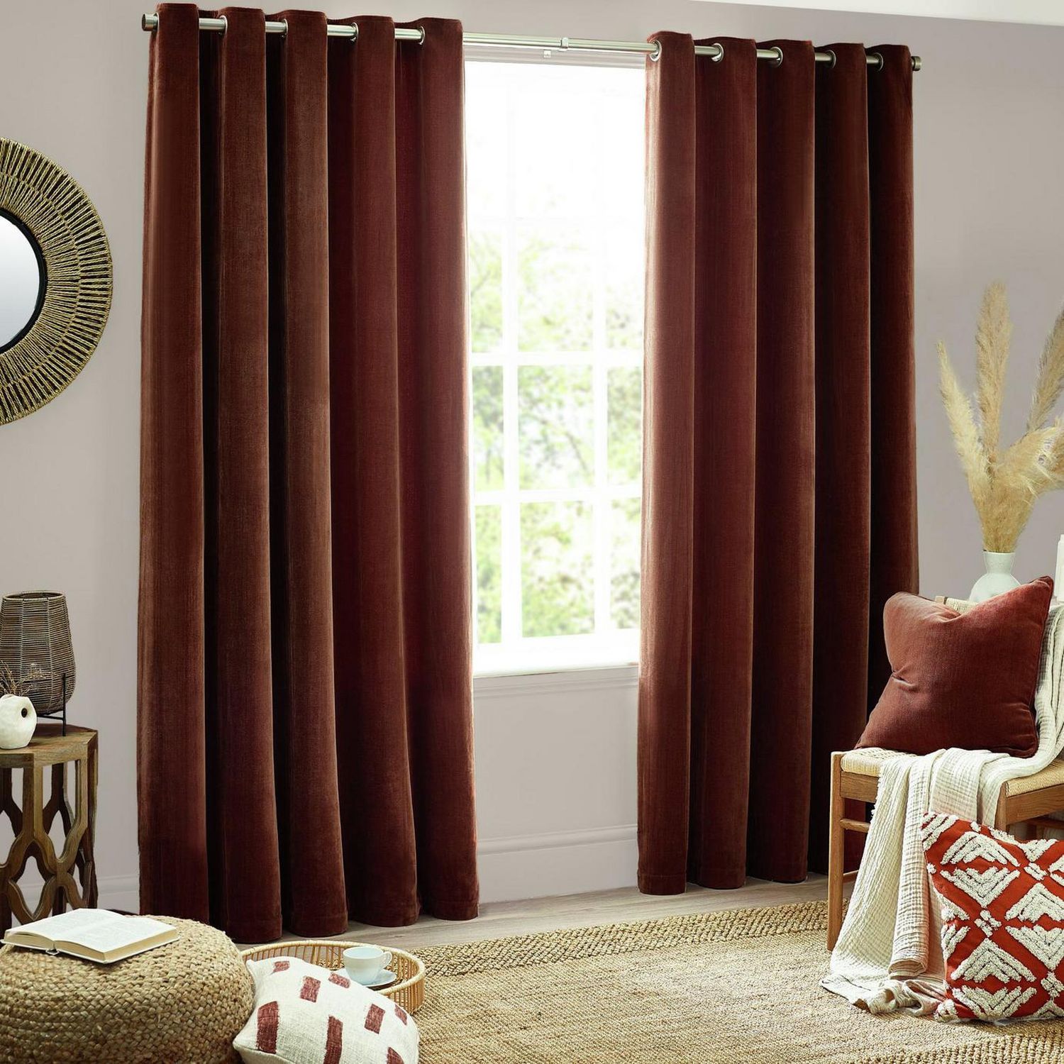 Yard Chenille Eyelet Curtains - Nutmeg - 117x183cm
