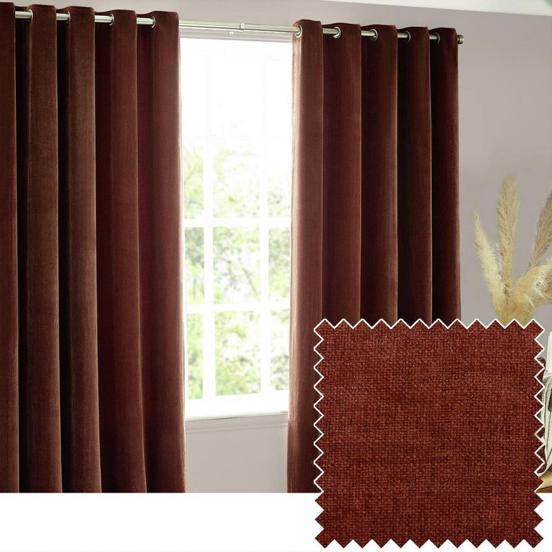 Yard Chenille Eyelet Curtains - Nutmeg - 117x183cm