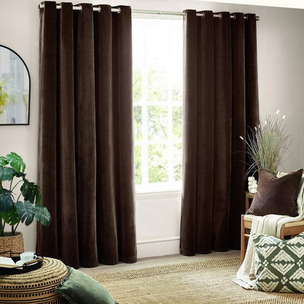 Yard Chenille Curtains brown 117x137cm - British product