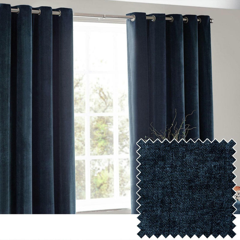 Yard Chenille Eyelet Curtains - Navy - 168x183cm