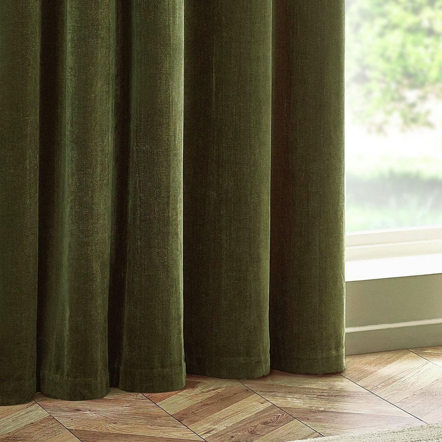 Yard Chenille Eyelet Curtains - Olive - 229x229cm
