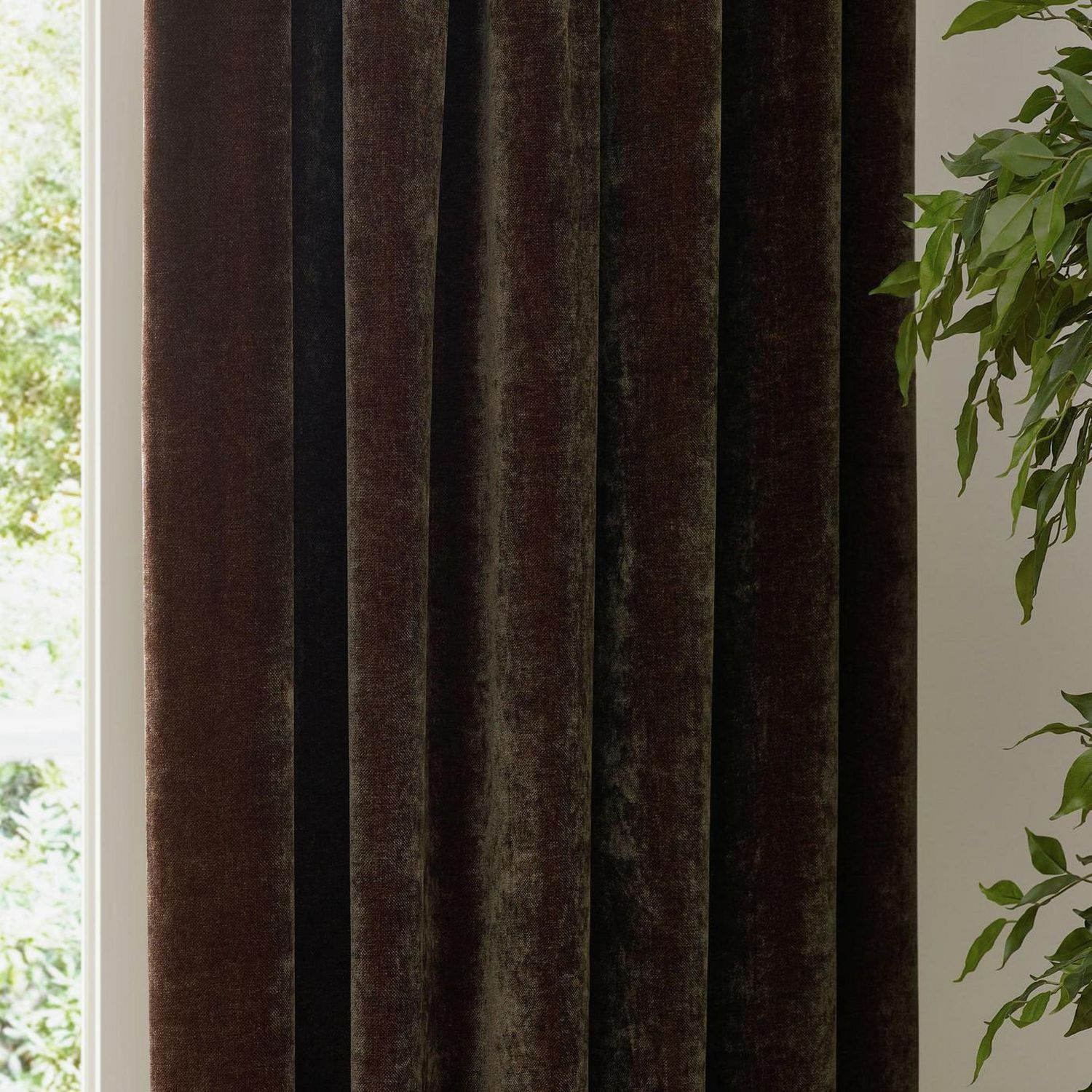Yard Chenille Pencil Pleat Curtains - Brown - 117x183cm