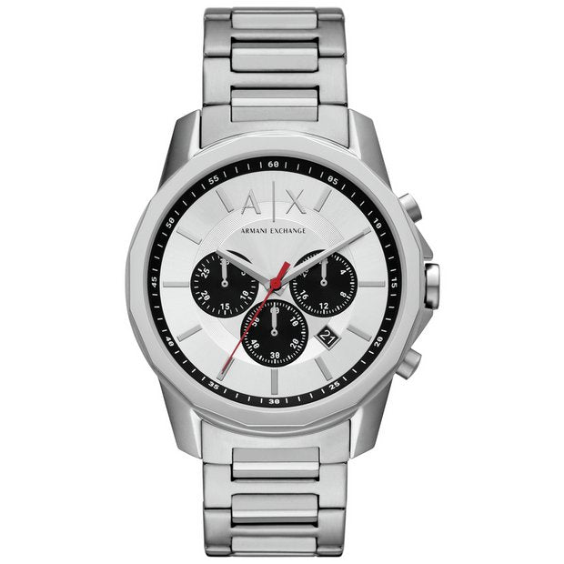 Armani Exchange silver chronograph watch, imported from the UK