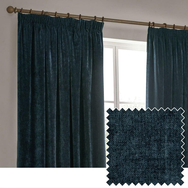 Yard Chenille Pencil Pleat Curtains - Navy - 229x229cm