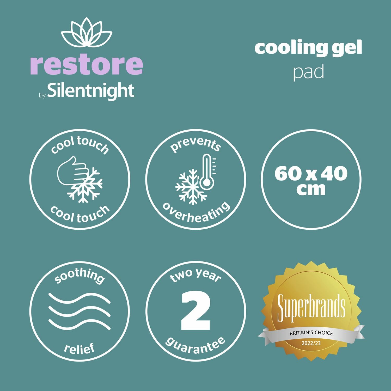 Silentnight cooling gel pillow pad 60x40cm, imported from the UK