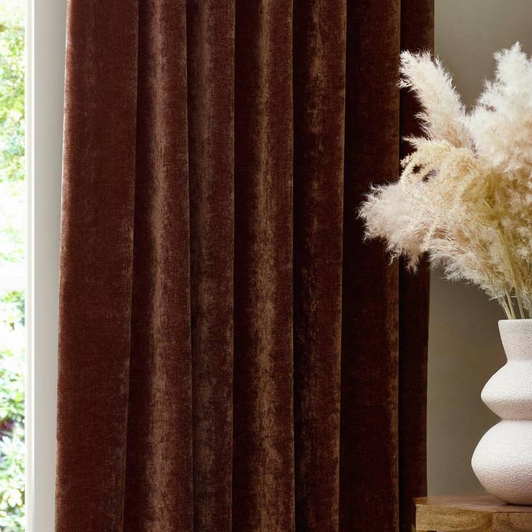 Yard chenille pencil pleat curtains nutmeg 117x137cm, UK version
