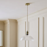 Habitat ribbed glass pendant ceiling light, brass finish, UK version